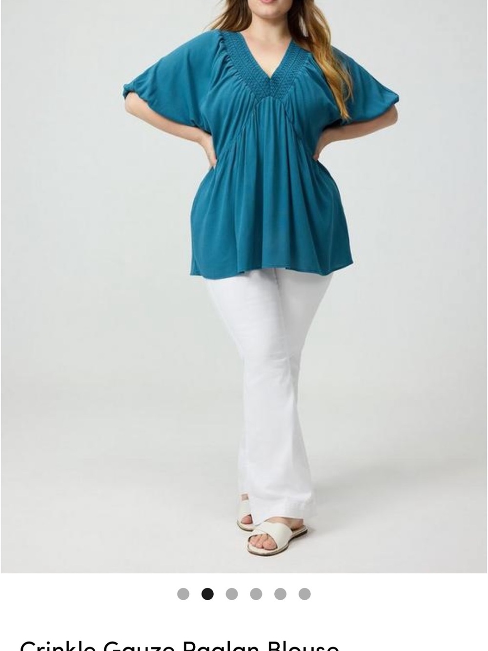 Crinkle Gauze V-Neck Blouse in Teal Torrid I'd 1X or 1